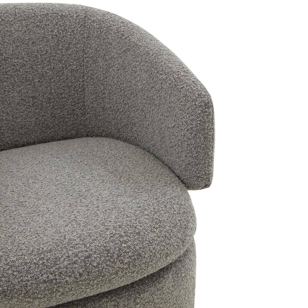 Elegant Gray Boucle 31" Wood Base Swivel Armchair