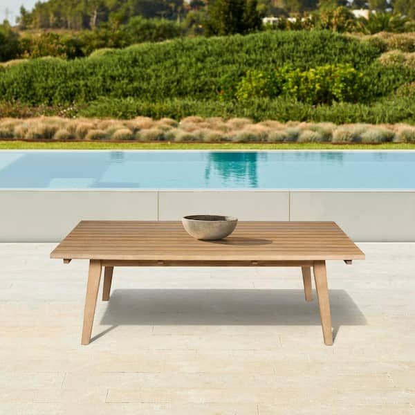 Armen Living Cypress Blonde Rectangle Eucalyptus Wood Outdoor Coffee Table