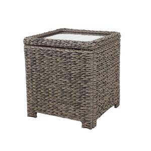 Laguna Point Square Wicker Outdoor Patio Accent Table with Captured Glass Top