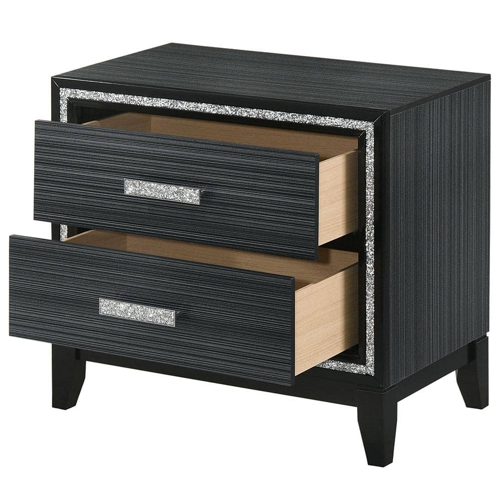 Haiden 31'' Weathered Black Nightstand with Silver Accents