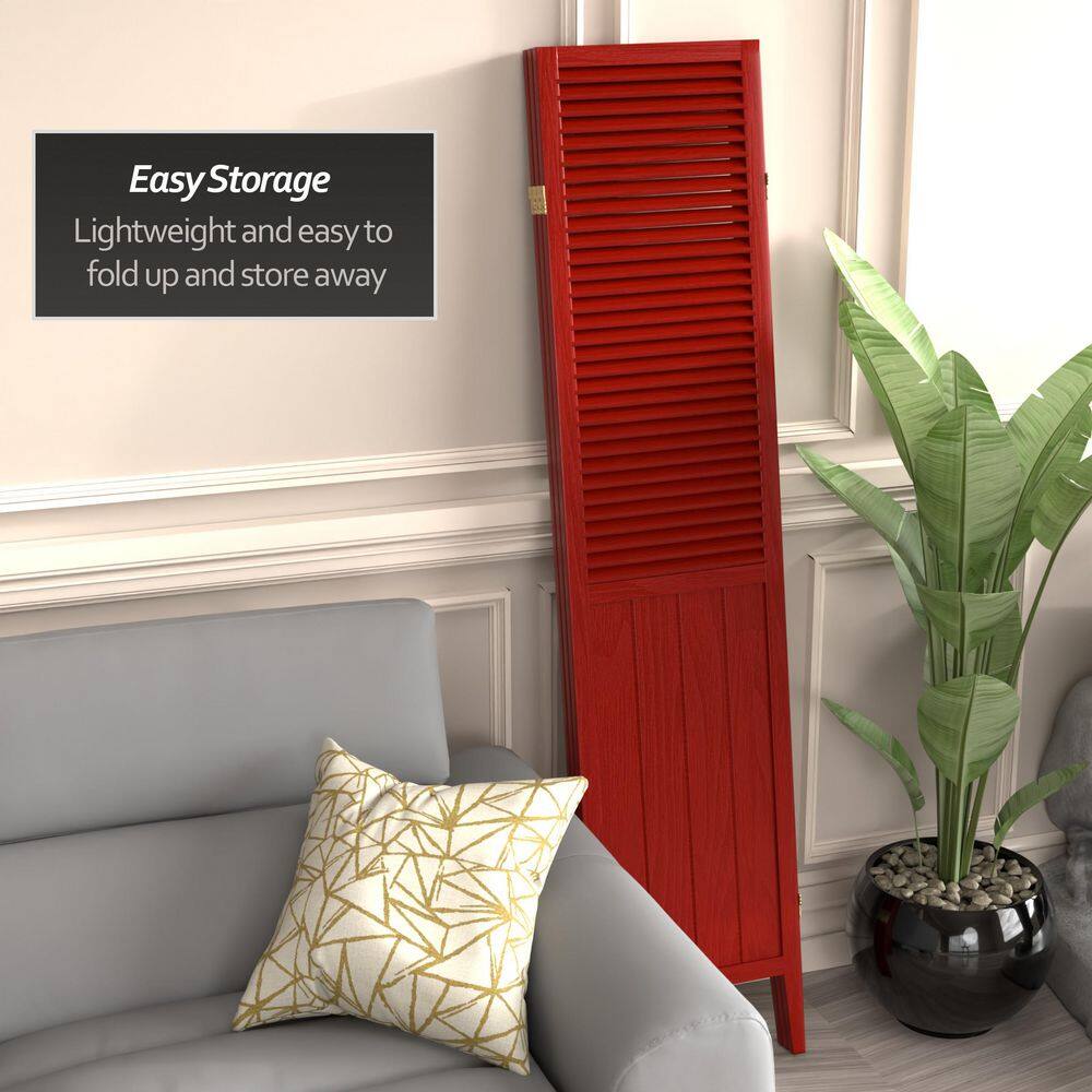 Rosewood 64" Tall Solid Wood 3-Panel Folding Room Divider