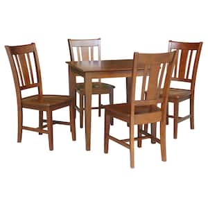 5-Piece Set Espresso 30 in Square Dining Table with 4-Side Chairs