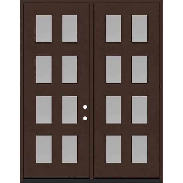 Regency 72 in. x 96 in. 8L Modern Clear Glass LHIS Chestnut Stained Fiberglass Double Prehung Front Door w/ 6 in. Jamb