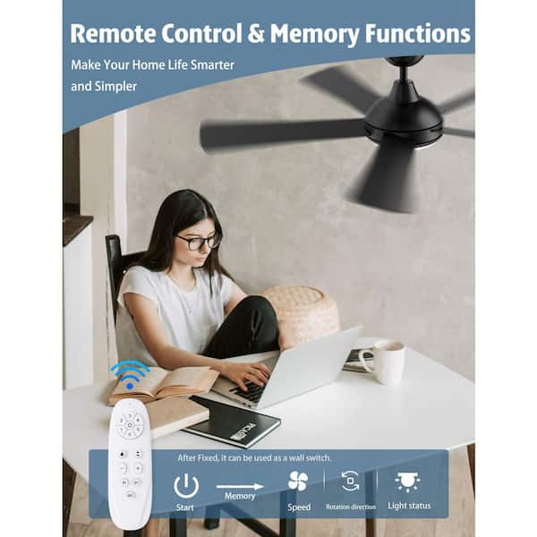 ZXXC 52 in 5-Blade Downrod Mount Ceiling Fans in Black with