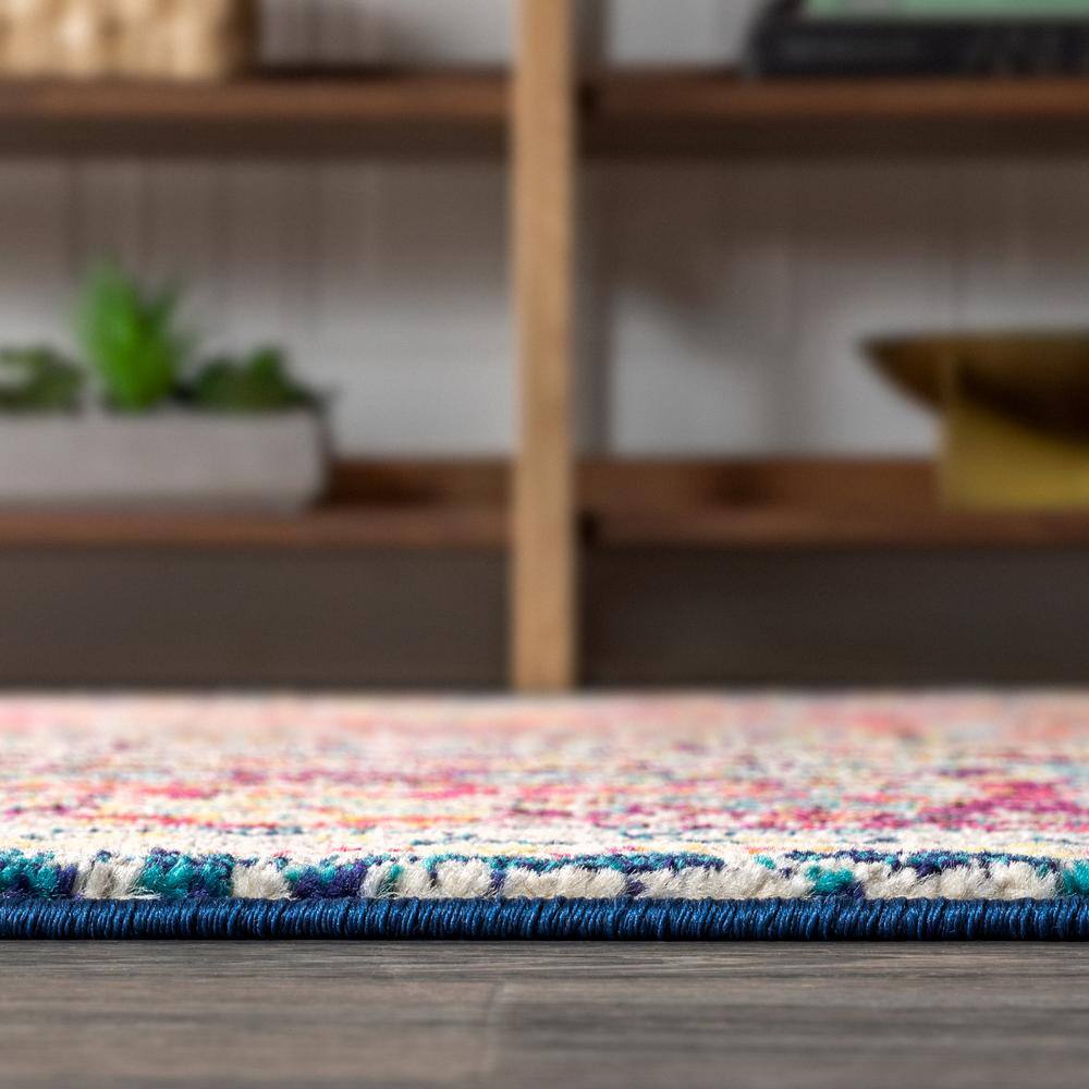 Cream and Orange Medallion Synthetic Reversible Area Rug, 3' x 5'