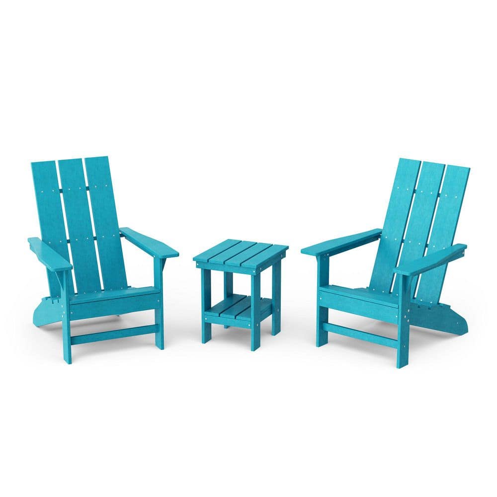 Freedom Aruba Blue HDPE Plastic Modern Outdoor Adirondack Chair with Side Table (2-Pack) price history on PriceWatchPro