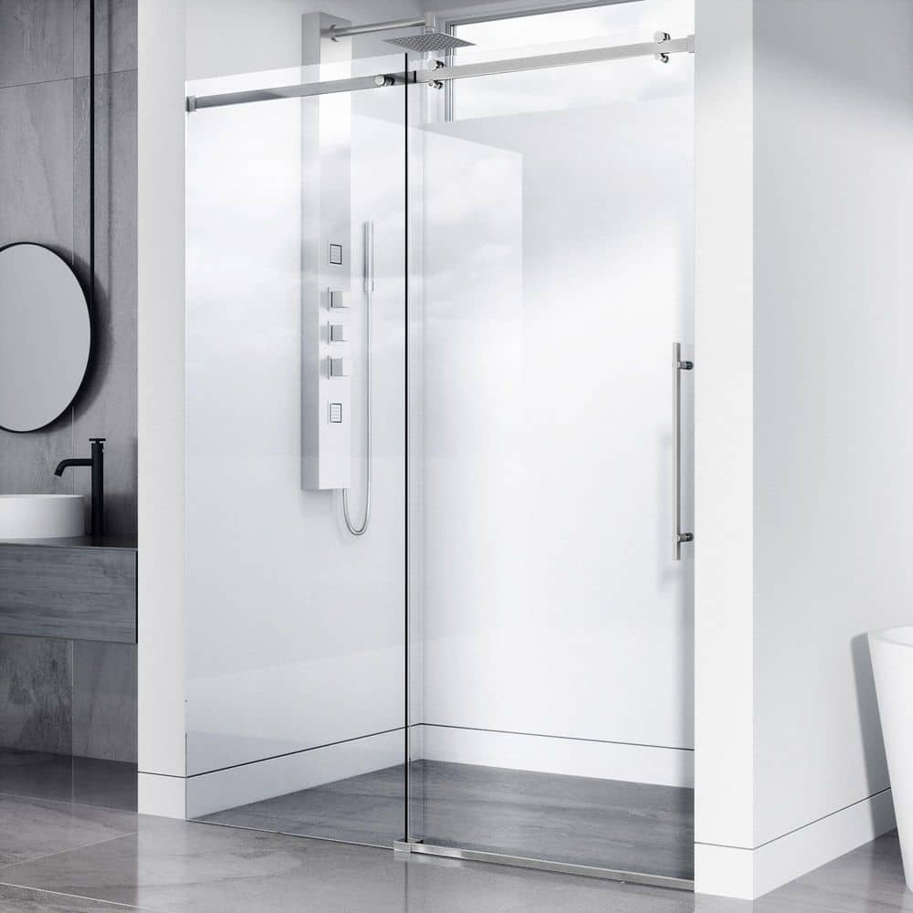 VIGO Elan Cass Frameless Glass Shower Door - Adjustable 64-68" W X 76" H Sliding Door With Chrome Kit
