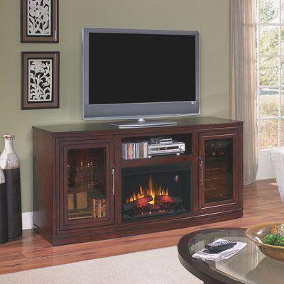 Chimney Free Salton 70 in. Triple Function Media Console Electric Fireplace in Empire Cherry-DISCONTINUED