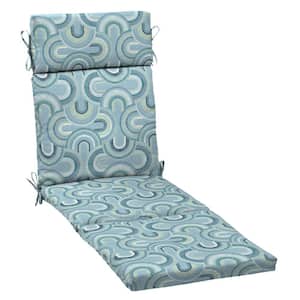 21 in. x 72 in. Outdoor Chaise Lounge Cushion in Coastal Blue Geometric