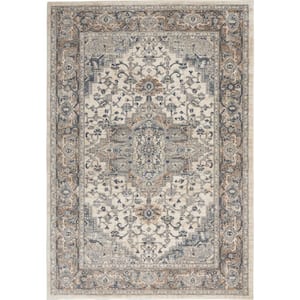 Concerto Ivory/Grey 6 ft. x 9 ft. Center medallion Traditional Area Rug