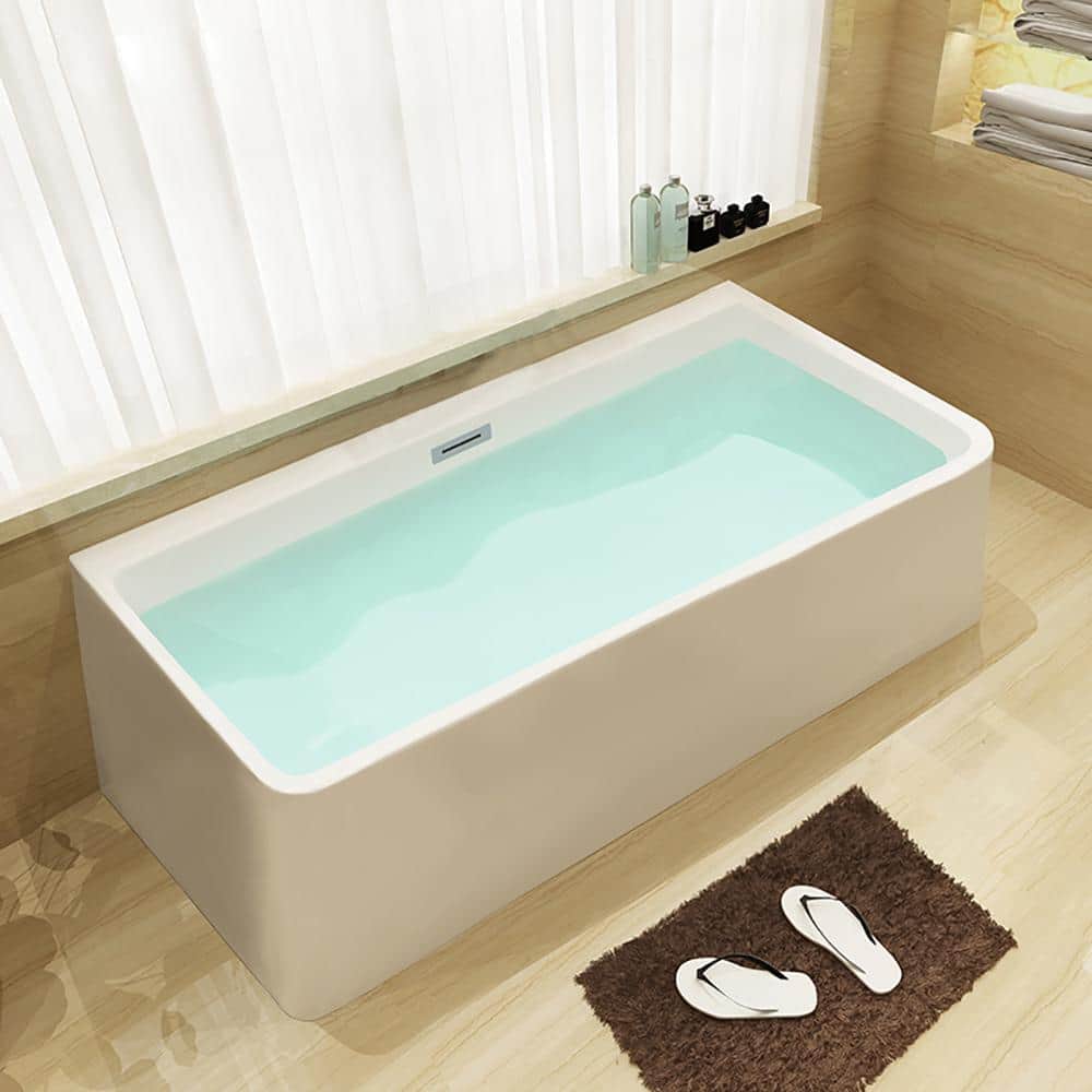 67'' White Freestanding Acrylic Soaking Bathtub