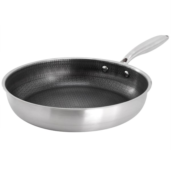 11in Embossed Interior Stainless Steel Frying Pan