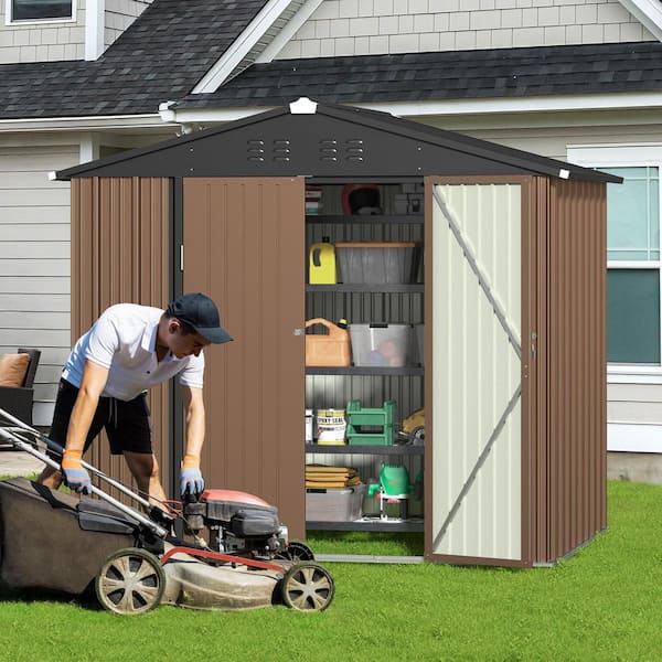 Lofka 8 x 6 ft. (48 sq. ft.) Galvanized Metal Garden Shed with
