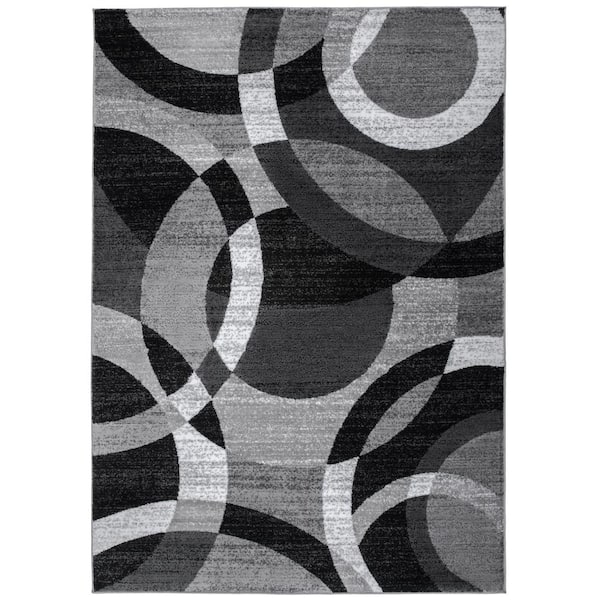 World Rug Gallery Modern Abstract Circles Gray 7 ft. 10 in. x 10 ft. Indoor Area Rug