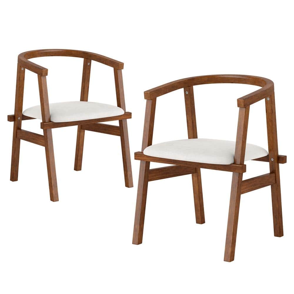 Set of 2 Solid Rubber Wood Dining Room Chairs with Wrap-around Armrest-Walnut price history on PriceWatchPro