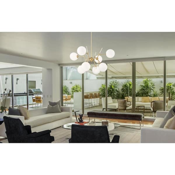 Polares 8-Light Honey Gold Cluster Chandelier with Glass Globe Shades