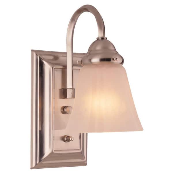 Hampton Bay 1-Light Brushed Nickel Wall Sconce-DISCONTINUED