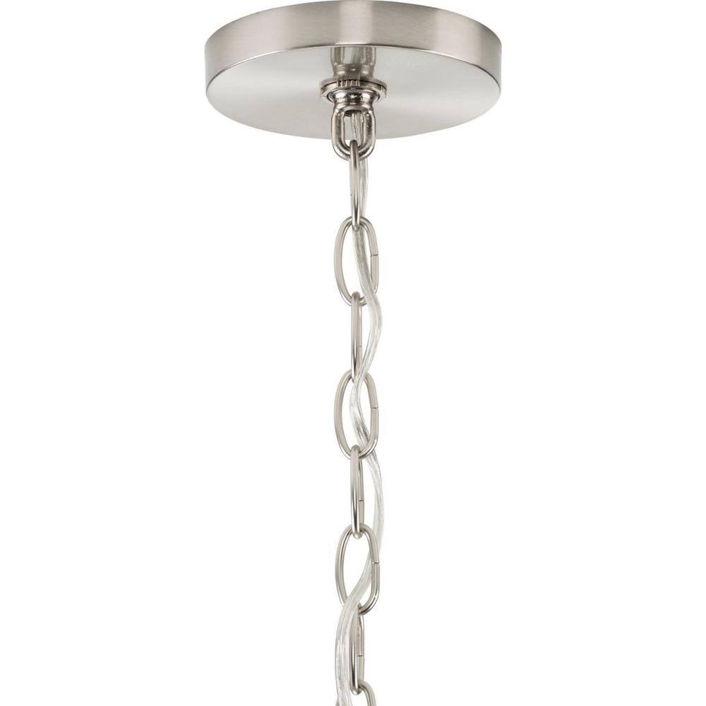 Merry 5-Light Brushed Nickel Chandelier with Etched Glass Shades