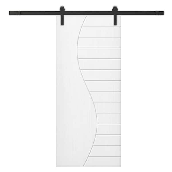 CALHOME 24 in. x 80 in. White Painted Composite MDF Paneled Interior Sliding Barn Door with Hardware Kit