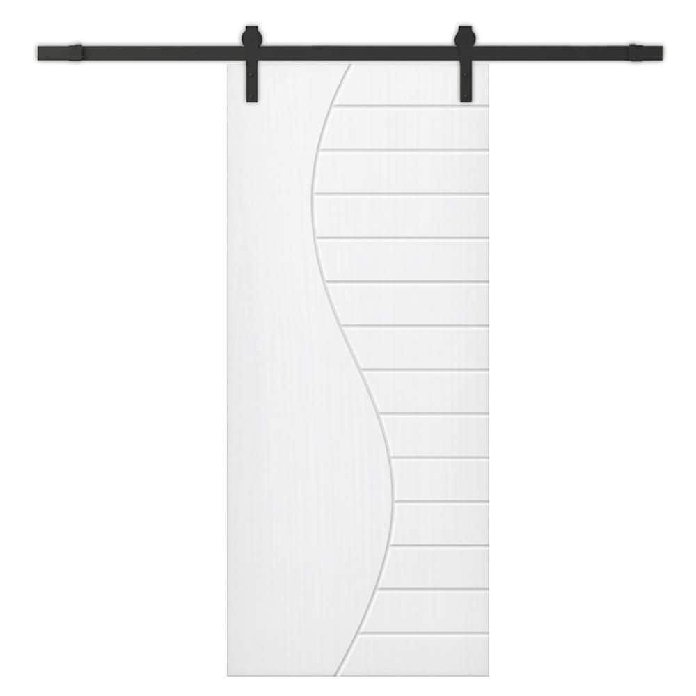36 in. x 84 in. White Painted Composite MDF Paneled Interior Sliding Barn Door with Hardware Kit price history on PriceWatchPro