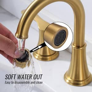 8 in. Widespread Double Handle Bathroom Faucet with Pop-up Drain in Brushed Gold