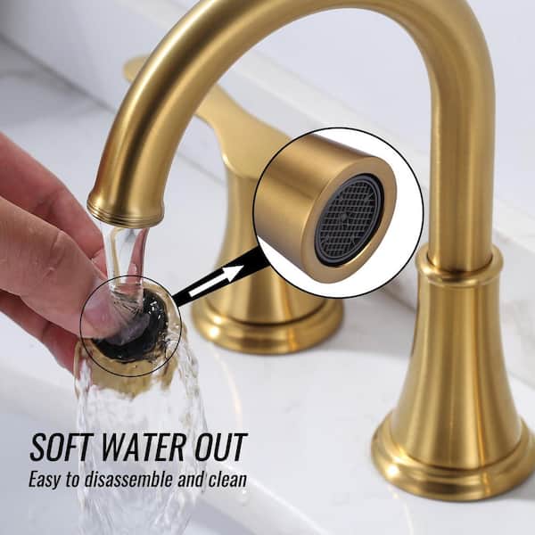8 in. Widespread Double Handle Bathroom Faucet with Pop-up Drain in Brushed Gold