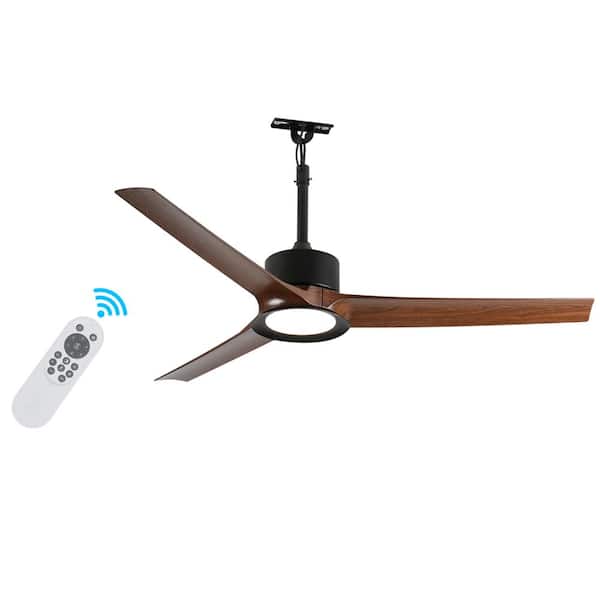 Black 52 In.W 6 Speed Outdoor Waterproof Gazebo Ceiling Fan with Light