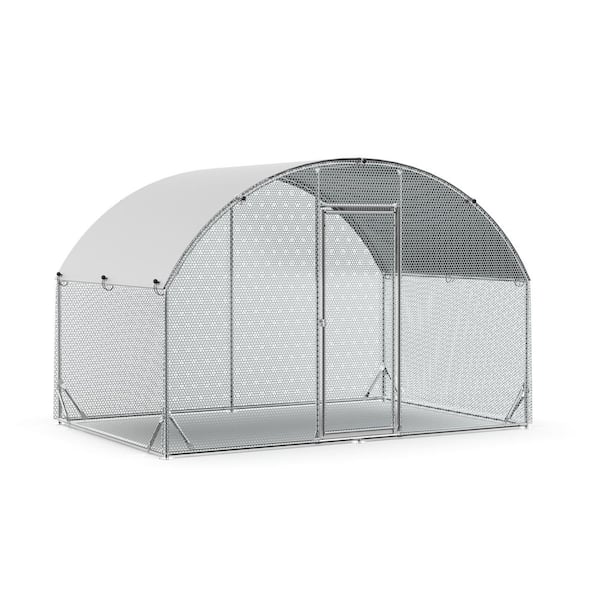 Tunearary 10 in. W x 6.5 in. L x 6.5 in. H Outdoor Large Metal Chicken Coop Triple Wire Mesh Upgrade, Silver