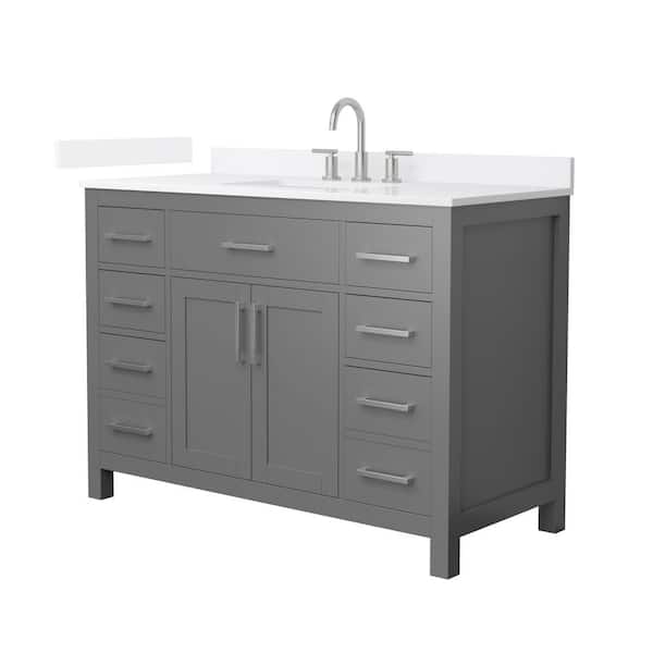 Beckett 48 in. Single Freestanding Dark Gray Bath Vanity with White Quartz Top (Assembled)