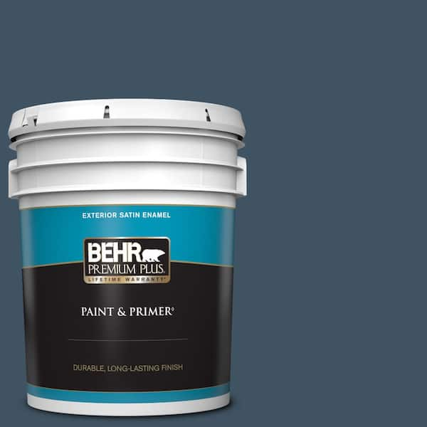 BEHR PREMIUM PLUS 5 gal. #560F-7 Twilight Chimes Satin Enamel Exterior Paint & Primer