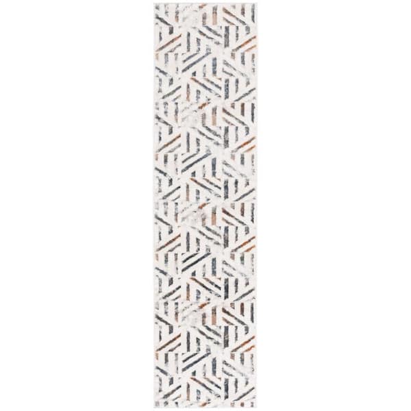SAFAVIEH Alenia Ivory/Gray 2 ft. x 8 ft. Modern Geometric Runner Rug