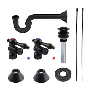 Traditional 1-1/4 in. Brass Plumbing Sink Trim Kit with P- Trap and Drain in Matte Black
