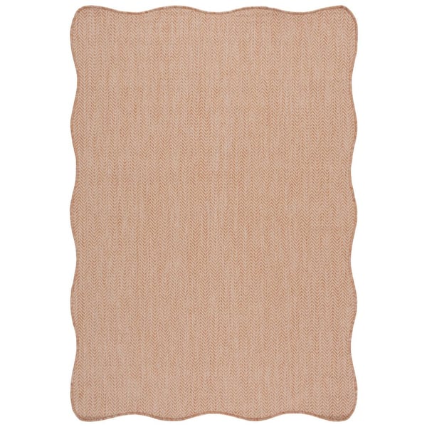 Courtyard 5 ft. x 8 ft. Natural/Cream Chevron Indoor/Outdoor Area Rug