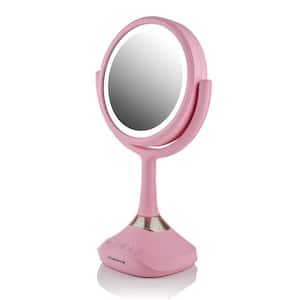 4.6 in. x 12.5 in. Tabletop Makeup Mirror in Pink