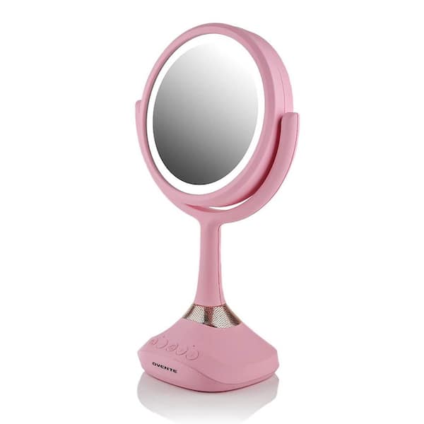OVENTE 4.6 in. x 12.5 in. Tabletop Makeup Mirror in Pink