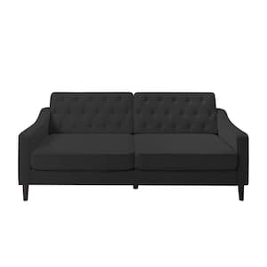 77.2 in. W Modern Square Arm Polyester Tufted Straight Loveseat Sofa in Gray