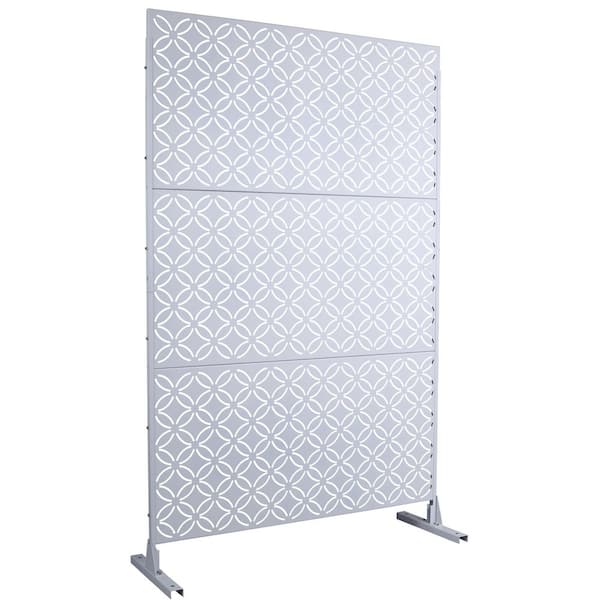 4 ft. x 6.33 ft. White Outdoor and Indoor Freestanding Metal Privacy Screen Fence Panels for Lawn Garden (Not Composite)