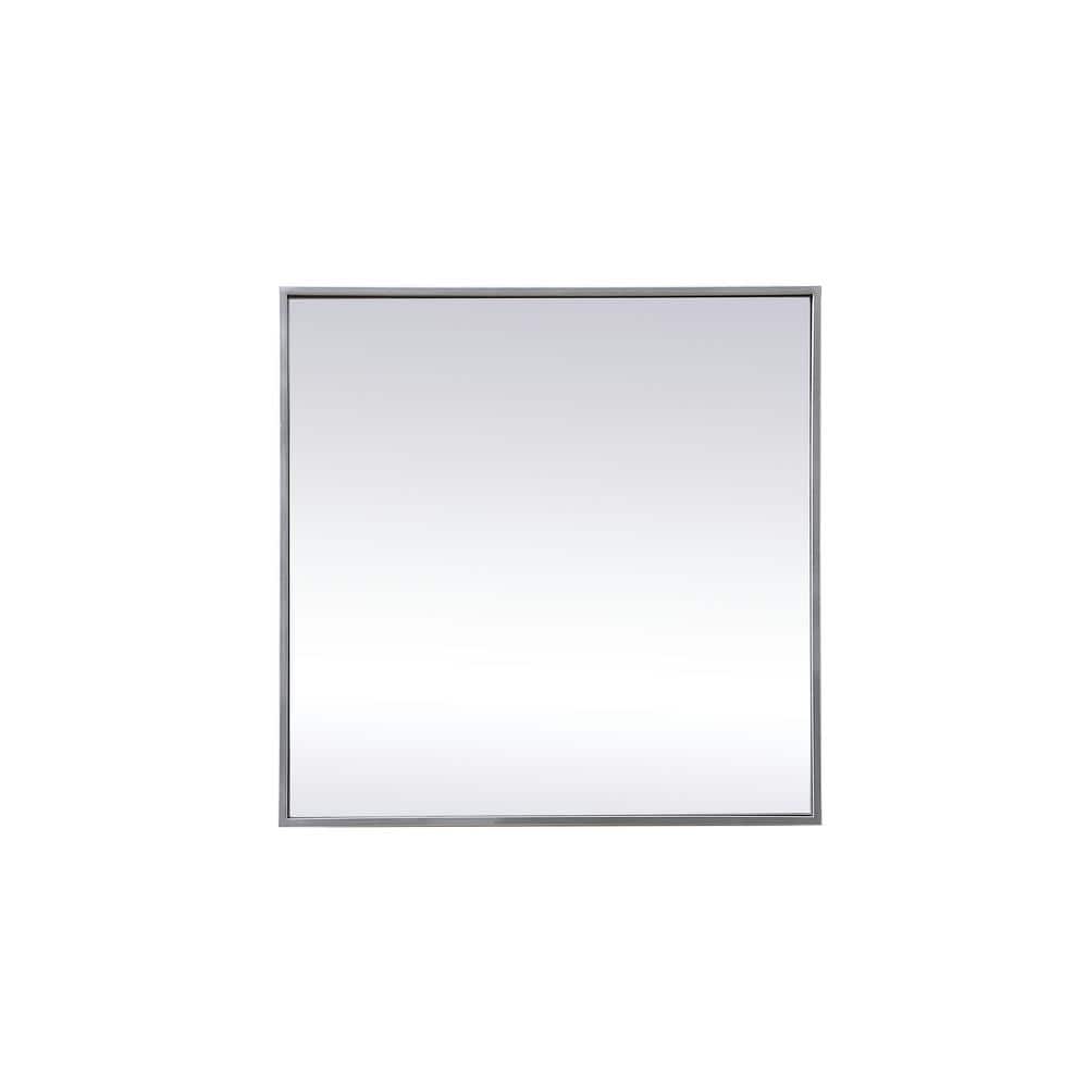 Modern Silver Metal Frame Square Bathroom Mirror 24 inch