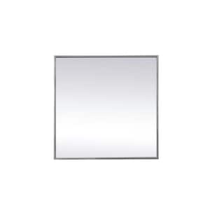 Timeless Home 24 in. W x 24 in. H Modern Metal Framed Square Silver Mirror