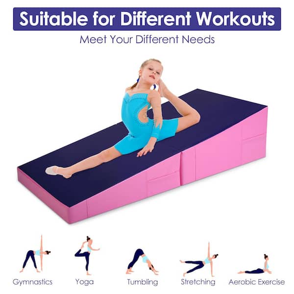 HONEY JOY 30" x 30" x 18" Incline Gymnastics Mat Wedge Shape  Foldable Durable Fitness Mat for Tumbling&Practice Purple 6.25 sq.ft  TOPB004470 - The Home Depot