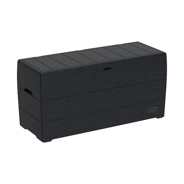 Tozey 120 Gal. Outdoor Storage Box Plastic Resin Deck Box, Black T