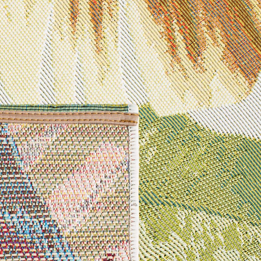SAFAVIEH Barbados Banana Leaves Outdoor Area Rug, Gold/Green, 8' x 8' Square