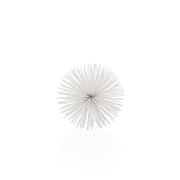 Metal White Decorative Urchin Spiky Sphere Tabletop Sculpture