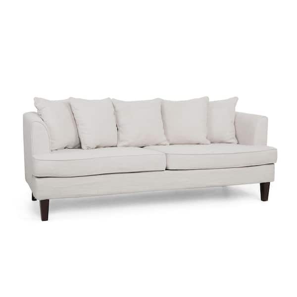 Noble House Elko 73.5 in. Beige and Espresso Polyester 3-Seats Sofa