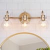 LNC Robb Modern 3-Light Gold Bathroom Vanity Light Interior Powder Room Lighting with Clear Globe Shades LLRBVYHL135697V
