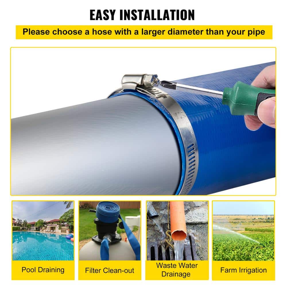 Blue 105 ft Heavy Duty PVC Pool Backwash Hose