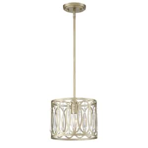 Hutton 60-Watt 1-Light Glam Sterling Gold Mini-Pendant with Faceted Glass Crystals Shade