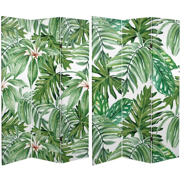 6 ft. Palm Leaves Printed 3-Panel Room Divider