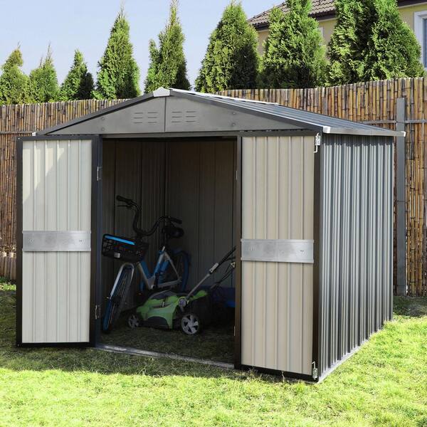 『TEN PILE SHT GRAY M』 ToolCat 10 ft. W x 8 ft. D Outdoor Metal Storage Shed with