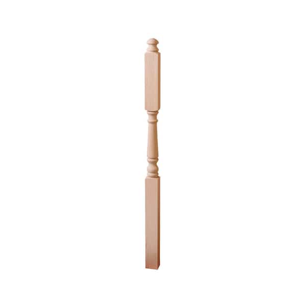 HOUSE OF FORGINGS Red Oak 4045 3 in. x 54 in. Traditional Style Wood Newel Post for Stair Remodeling